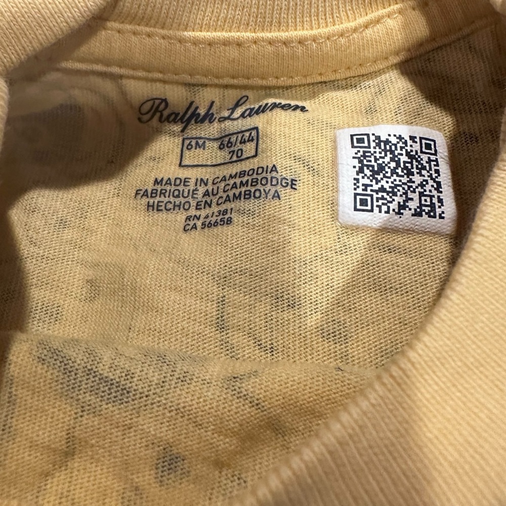 Baby Ralph Lauren Yellow Patterned Top and Navy Pants Set Size 6 Months - Picture 6 of 8